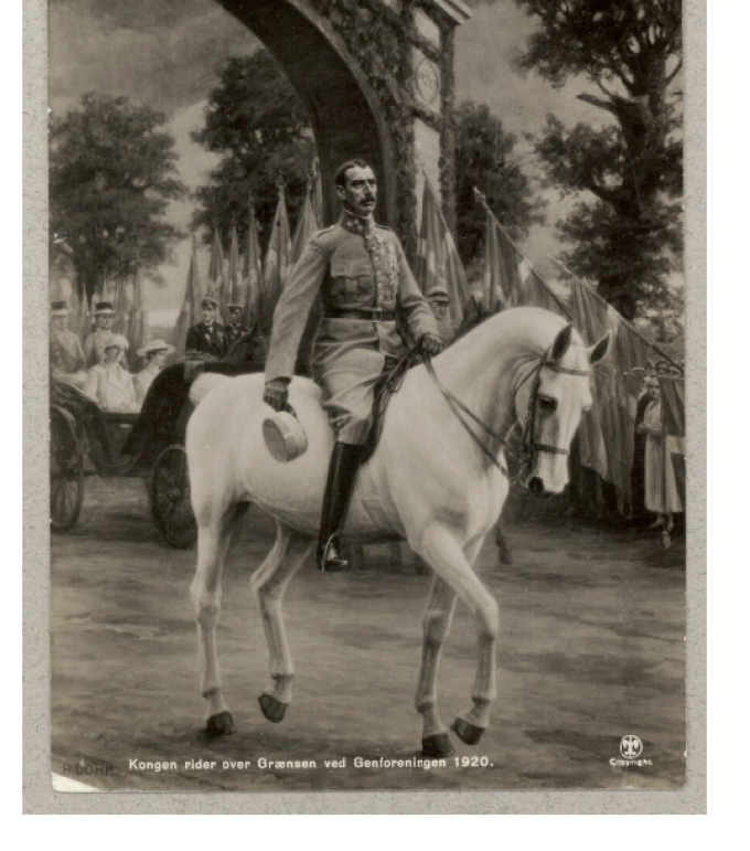Kong Christian 10. rider over den gamle grænse i forbindelse med Genforeningen 1920. Kong Christian 10. rider over den gamle grænse i forbindelse med Genforeningen 1920.