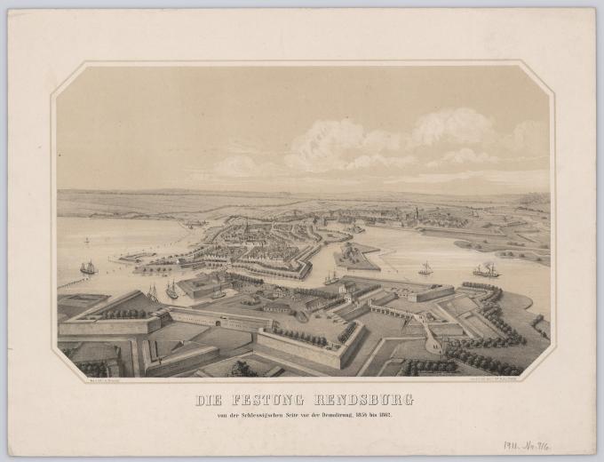 Militærkort over fæstningen i Rendsborg. Militærkort over fæstningen i Rendsborg.