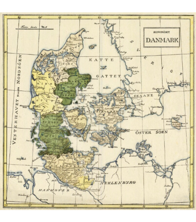 Gammelt kort over Danmark og hertugdømmerne. Gammelt kort over Danmark og hertugdømmerne.