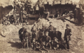 Fotografi af prøjsiske soldater i skanse seks efter Stormen på Dybbøl 1864.