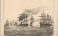 Skibe i kamp i søslaget ved Helgoland den 9. maj 1864.